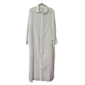 Summersalt White Maxi Button Down Shirt Dress Swim Coverup XL Rayon Blend
